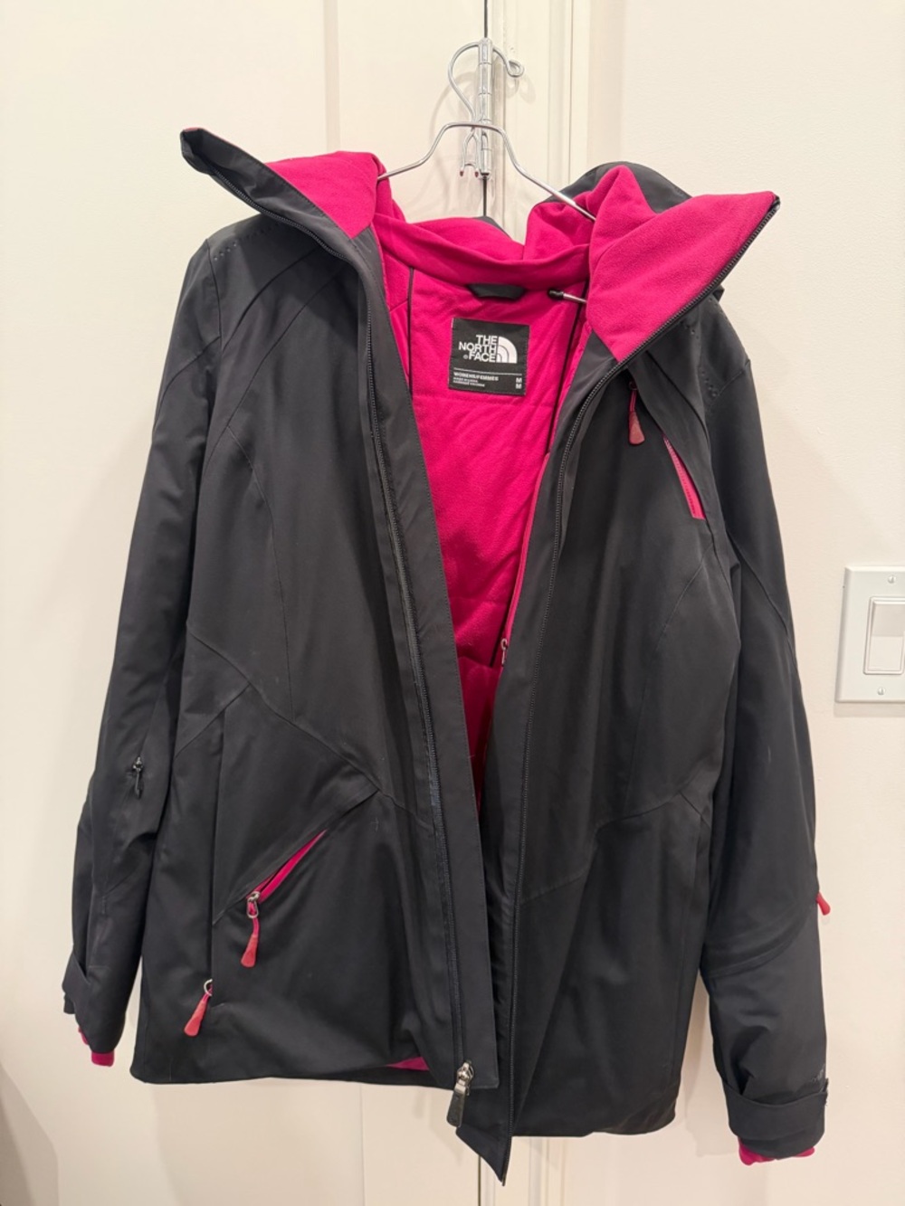 The North Face Black Ski Jacket with Pink Fleece Lining